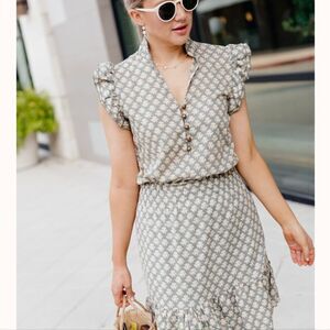 Perry Walker Collection Block Print Midi Dress